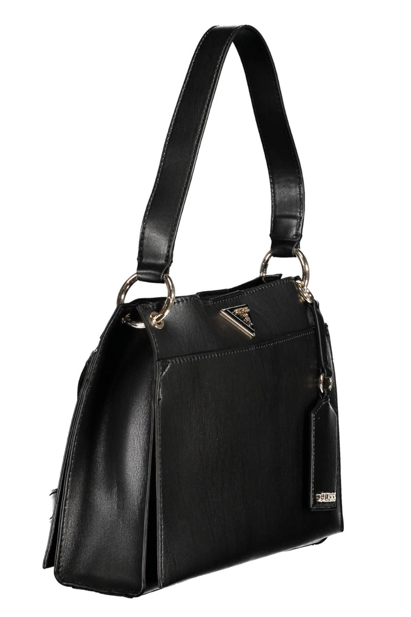 Guess Jeans Chic Black Shoulder Bag with Contrasting Details